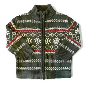 Cherokee sz 12mo baby/toddler winter holiday snowflake zip up cardigan sweater